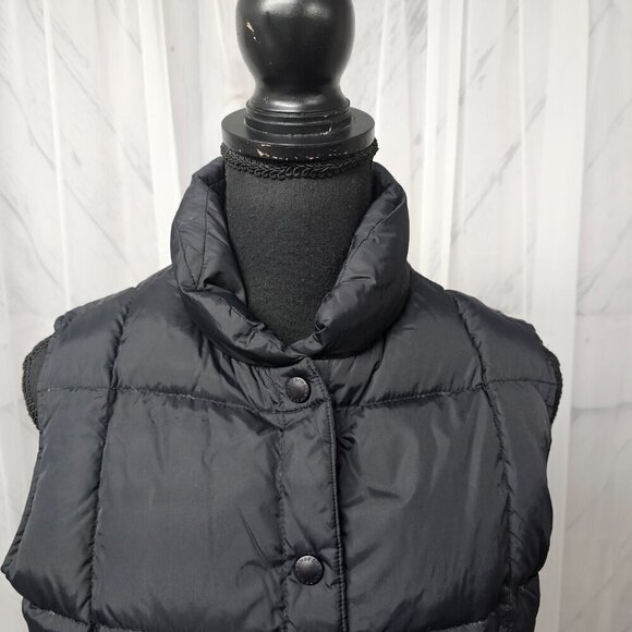 Lands' End Black Puffer Quilted Sleeveless Mock Neck Vest Size S - Picture 2 of 10